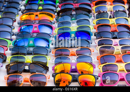 Sunglasses for sale, weekly market, Santanyi, Majorca, Balearic Islands, Spain Stock Photo