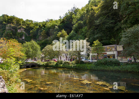 Summer's day in Cheddar Village in Cheddar Gorge Somerset England Stock Photo