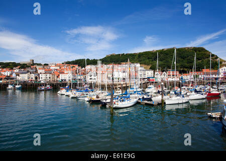 The Old Harbour Sandside and Castle Hill Scarborough North Yorkshire England Stock Photo