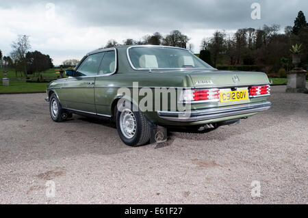 1980 Mercedes 280CE W123 E Class coupe luxury German car driving Stock Photo