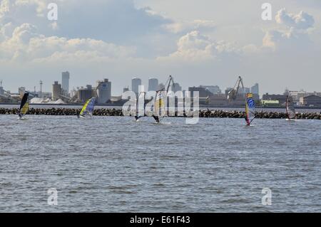 Windsurfing,Chiba port park,Chiba city,Chiba,Japan Stock Photo