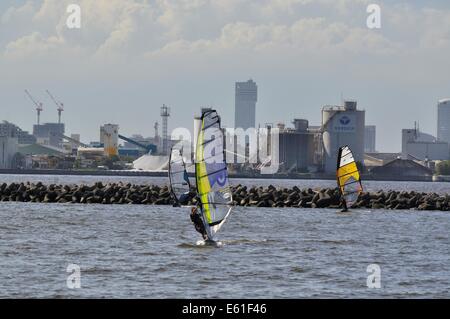 Windsurfing,Chiba port park,Chiba city,Chiba,Japan Stock Photo