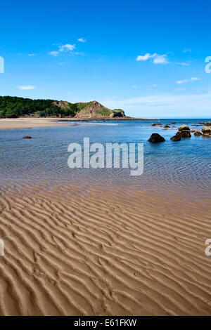 Sand and Sea Ripples at Osgodby Point or Knipe Point Cayton Bay Scarborough North Yorkshire England Stock Photo