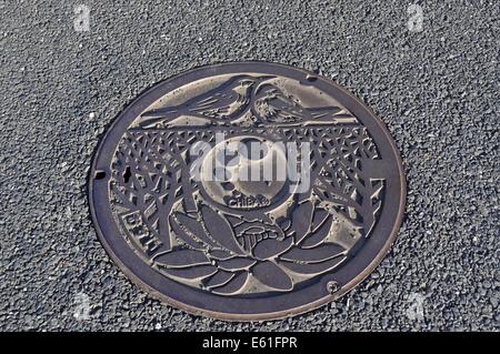 Manhole cover,Chiba city,Chiba,Japan Stock Photo