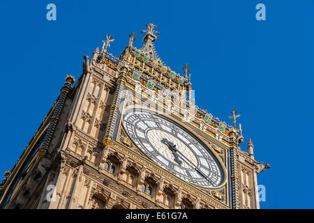 Elizabeth Tower housing clock commonly known as Big Ben at the Houses of Parliament London England UK. JMH6360 Stock Photo