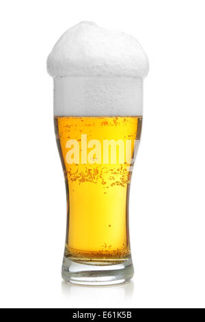 Glass of beer with froth isolated over white background Stock Photo