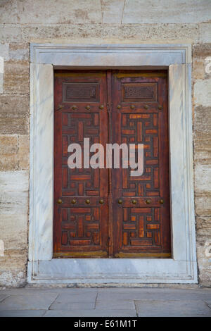 Traditional historic wooden door in Istanbul, Turkey Stock Photo