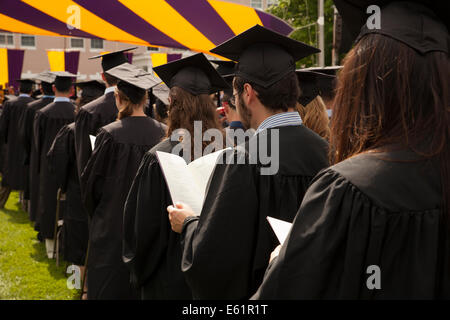 Graduating students parade into the seating area before their graduation ceremony  at Williams College in Williamstown, MA. Stock Photo