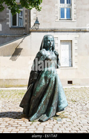 NANTES, FRANCE - JULY 25, 2014: sculpture Anne of Brittany on Rue des Etats in Nantes, France. Anne, Duchess of Brittany was the Stock Photo