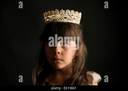 Girl (6-7) in lace crown Stock Photo
