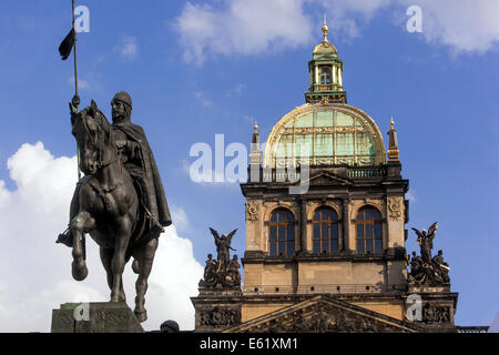 Statue of St Wenceslas on horseback, Wenceslas Square, Prague Czech Republic