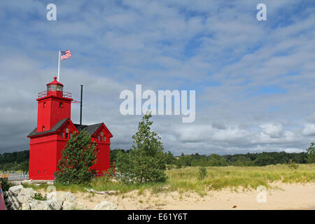Big Red Lighthouse in Holland Michigan Stock Photo