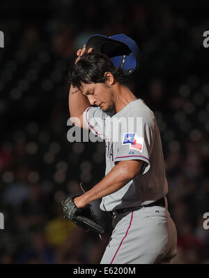 Houston, Texas, USA. 9th Aug, 2014. Yu Darvish (Rangers) MLB : Yu ...