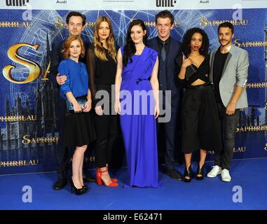 Cologne, Germany. 11th Aug, 2014. Actress Laura Berlin poses before the  premiere of the film Sapphire Blue in Cologne, Germany, 11 August 2014.  The film will come to German cinemas on 14