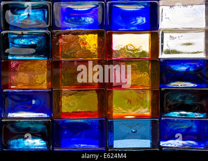 Blue, yellow and white glass stones, Sweden Stock Photo
