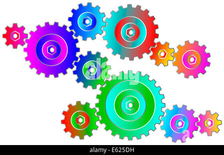 Colorful Gear Wheels. Stock Photo