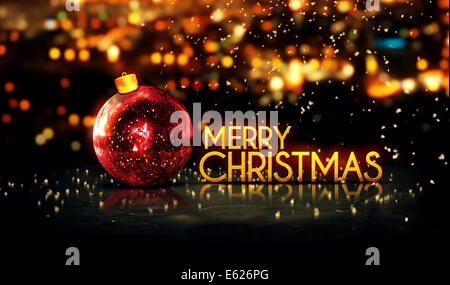 Red Gold Merry Christmas Bokeh Beautiful 3D Background Stock Photo