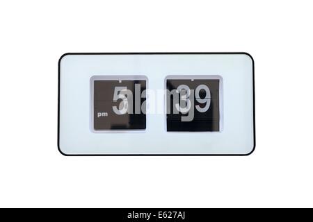 A close up shot of a flip clock Stock Photo