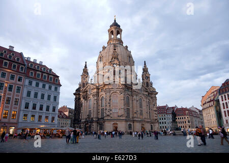 Frauenkirche and Neumarkt new market square in Dresden, Saxony, Germany, Europe Stock Photo