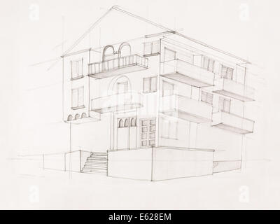 hand drawn architectural sketch of a modern city with high buildings ...