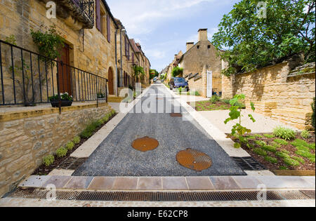Small street in the old picturesque village Domme in the Dordogne area Stock Photo