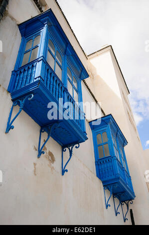 Street of Sidi Bou Said. Sidi Bou Said Andalous village and UNESCO World Heritage near the old Carthage Stock Photo