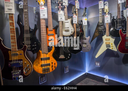 Vintage electric guitars at the newly opened Guitar Center store in Times Square in New York Stock Photo