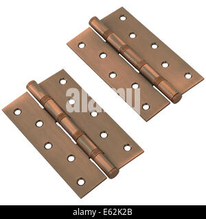 Two door hinges isolated on white background Stock Photo