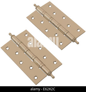 Two door hinges isolated on white background Stock Photo
