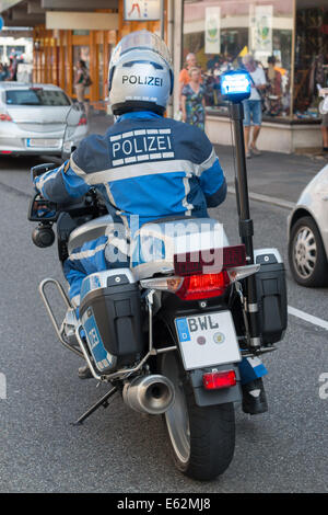German Police Officer on Motorcycle Stock Photo