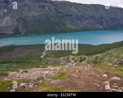 Jotunheimen National Park Norway, looking down at lake Gjende  from Svartdalen mountain pass Stock Photo