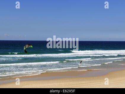 Kite Surfing on the Mediterranean Sea in Israel Stock Photo