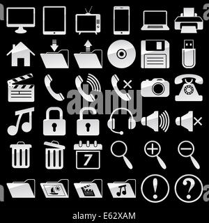 Set of web and media icons Stock Photo