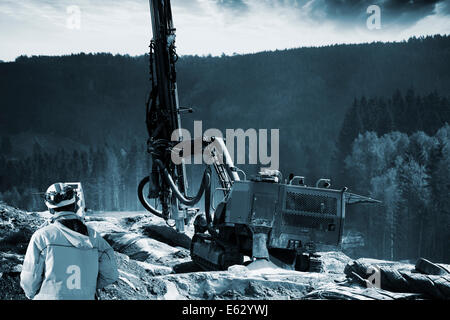 civil engineering and rock drilling Stock Photo