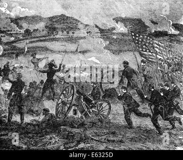 ENGRAVING OF GENERAL PICKETT AT CEMETERY HILL BATTLE OF GETTYSBURG 1863 Stock Photo