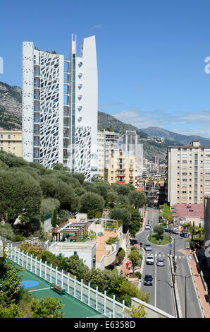 Skyline and View over Monaco with Simona Tower Bloc, High-Risek or Skyscraper by John-Pierre Lott Monaco Stock Photo