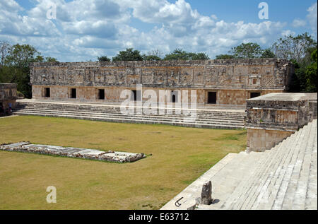 West building Nunnery Quadrangle Uxmal Yucatan Mexico Stock Photo