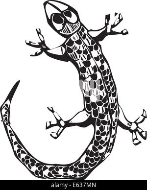 A simple lizard done in a woodcut style. Stock Vector
