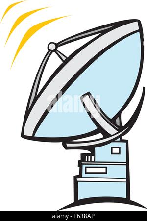 A large radio dish telescope listens and broadcasts Stock Vector