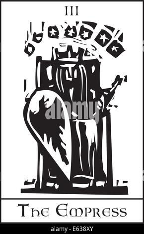 Woodcut expressionist style image of the Tarot Card for the Empress Stock Vector