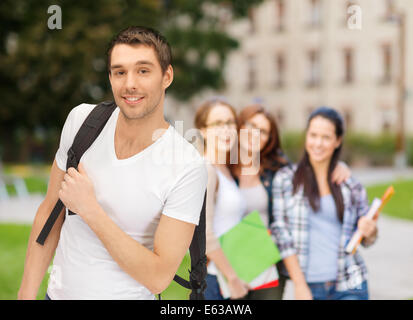 travelling student with backpack Stock Photo