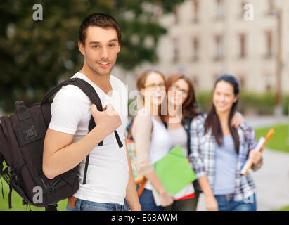 travelling student with backpack Stock Photo