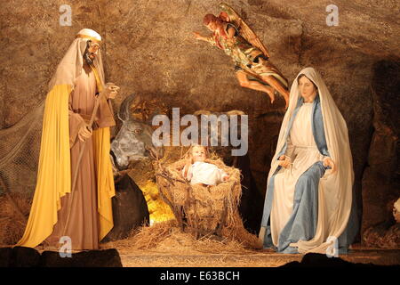 VATICAN - DECEMBER 25: The nativity scene of the christmas crib on December 25, 2011 in Vatican City Stock Photo