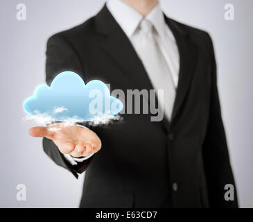 mans hand showing cloud Stock Photo