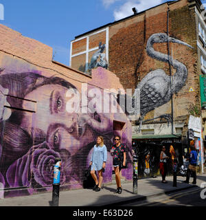 Graffiti street art in Shoreditch, London, UK  (Editorial use only) Stock Photo