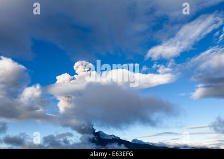 Super Wide Angle Shot Of Tungurahua Volcano Eruption In Ecuador Stock Photo