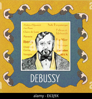 Claude Debussy illustration, French composer. 1862 - 1918 Stock Photo