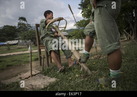 Laiza, Kachin, Myanmar. 8th July, 2014. A KIA recruit practices driving heavy trucks at a training camp. (Credit Image: © Taylor Weidman/zReportage.com via ZUMA Press) Stock Photo