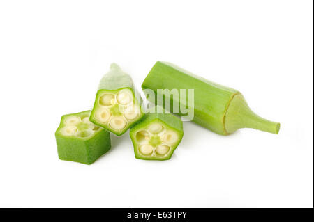 Okra on white background Stock Photo