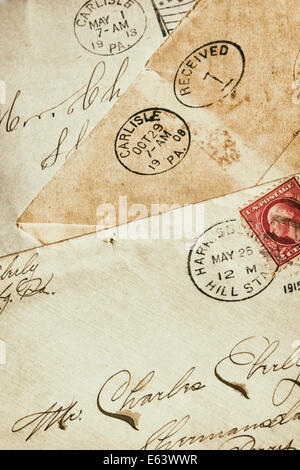 Old antique handwritten letters/envelopes. Stock Photo